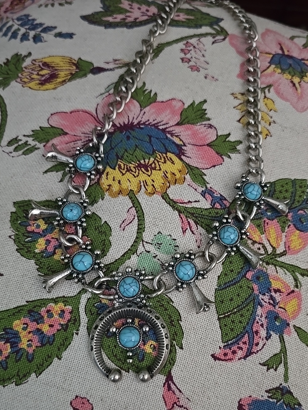 Silver-Tone Turquoise Accent Statement Necklace - Women Jewelry